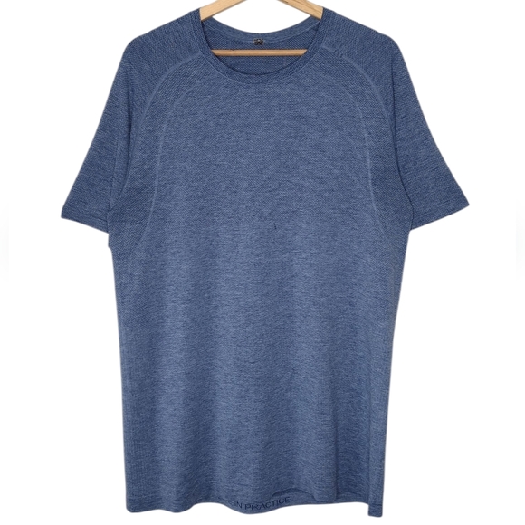 Lululemon Men's Blue Short Sleeve Training Running Athletic Tee Shirt Sz L - Picture 1 of 14